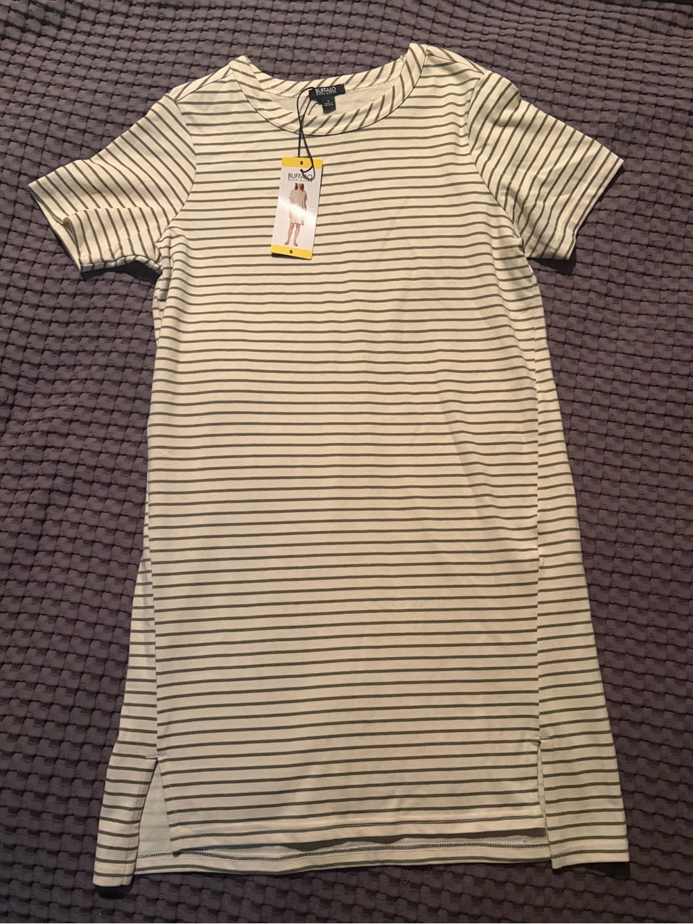 NWT Buffalo Women’s Striped Green/White T-shirt Dress Sz Small